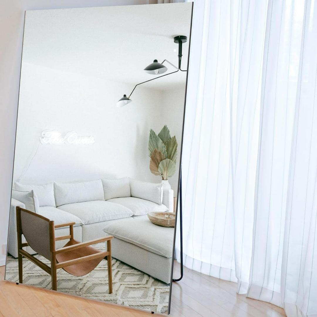 【美品】スタンドミラー 壁掛け 割れない鏡 幅60cmx160cm 銀色 2番