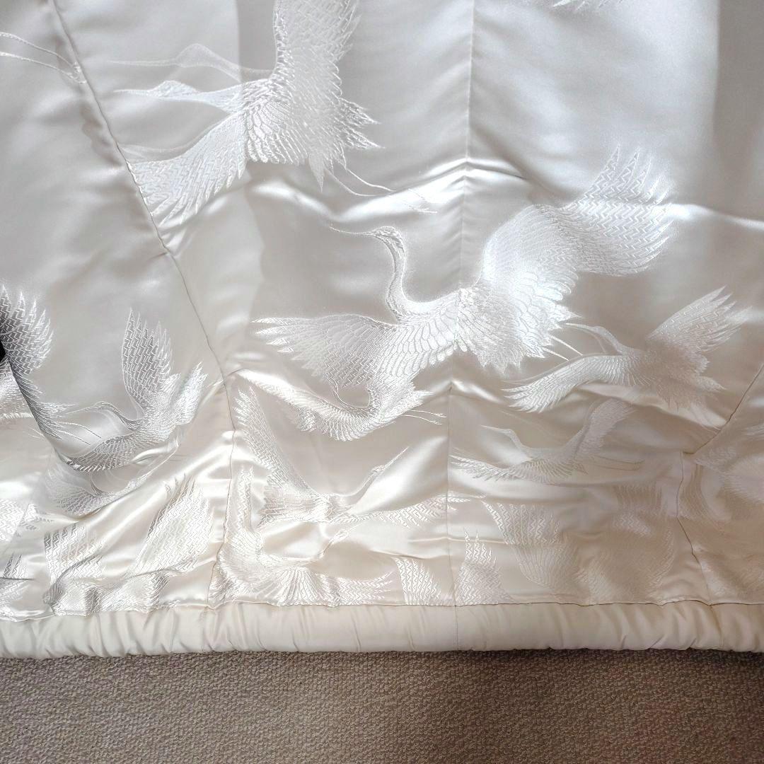 白無垢 鶴のみ柄緞子生地絹H