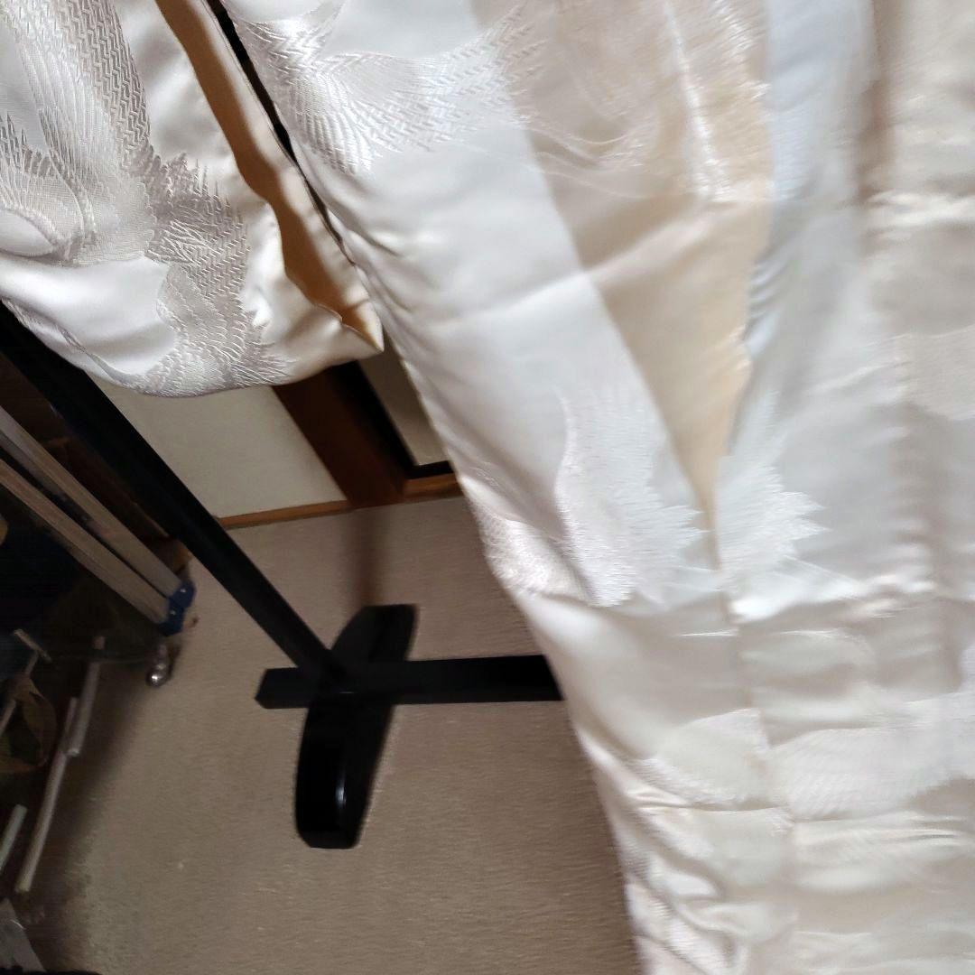 白無垢 鶴のみ柄緞子生地絹H