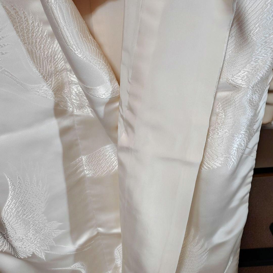 白無垢 鶴のみ柄緞子生地絹H