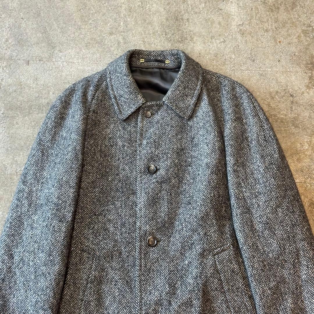80s~90s ツイードロングコート ウール ヴィンテージ古着