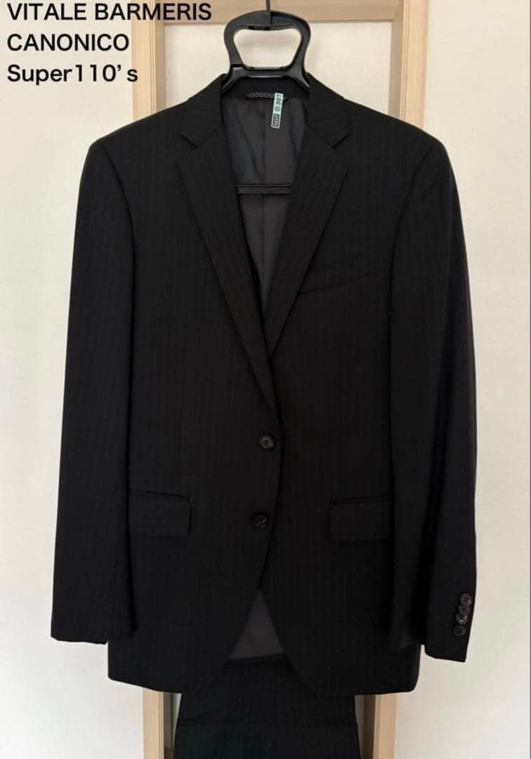 カノニコ Super110's チャコールグレー・ストライプスーツ　サイズＹ6