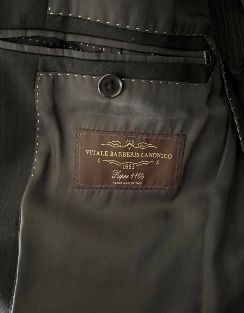 カノニコ Super110's チャコールグレー・ストライプスーツ　サイズＹ6