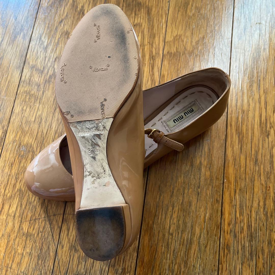 Miu Miu ベージュ フラットシューズ バレリーナ　37.5 ミュウミュウ