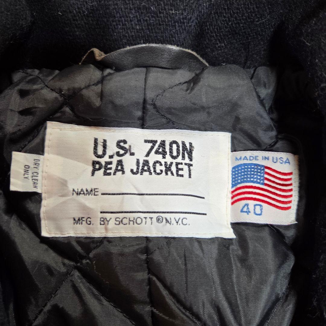 SCHOTT ウールピーコート USA製 ダブル 40 Lサイズ ブラック
