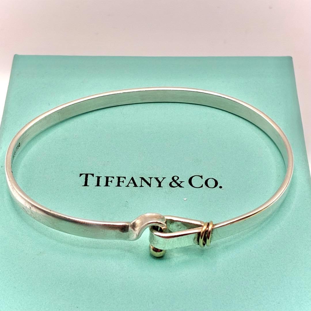 ティファニー フック&アイ ラブノット コンビ バングル 925 750 美品