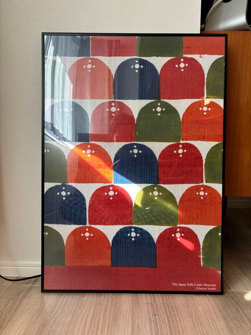 額装付き 柚木沙弥郎 日本民藝館 「型染爪文帯地」限定ポスター