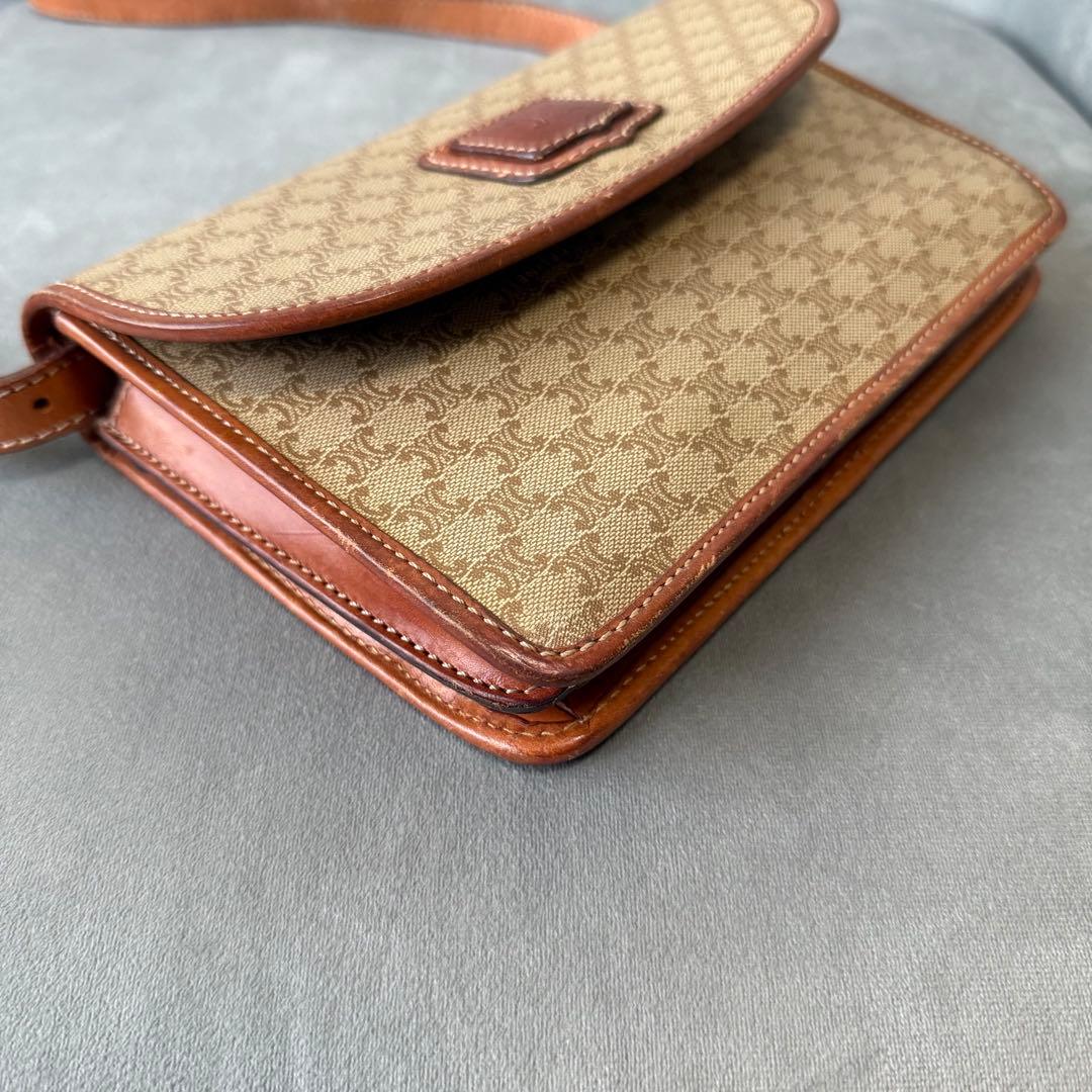 セリーヌ マカダム ショルダーバッグ PVC レザー ポシェット ベージュ