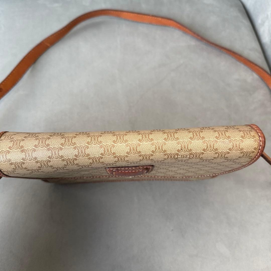 セリーヌ マカダム ショルダーバッグ PVC レザー ポシェット ベージュ