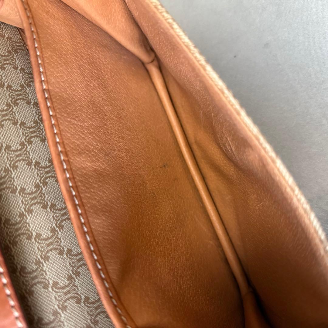 セリーヌ マカダム ショルダーバッグ PVC レザー ポシェット ベージュ