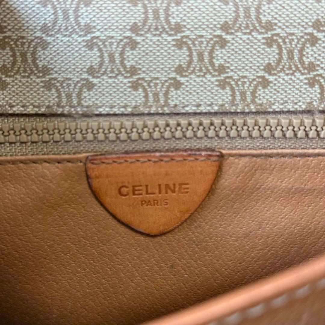 セリーヌ マカダム ショルダーバッグ PVC レザー ポシェット ベージュ