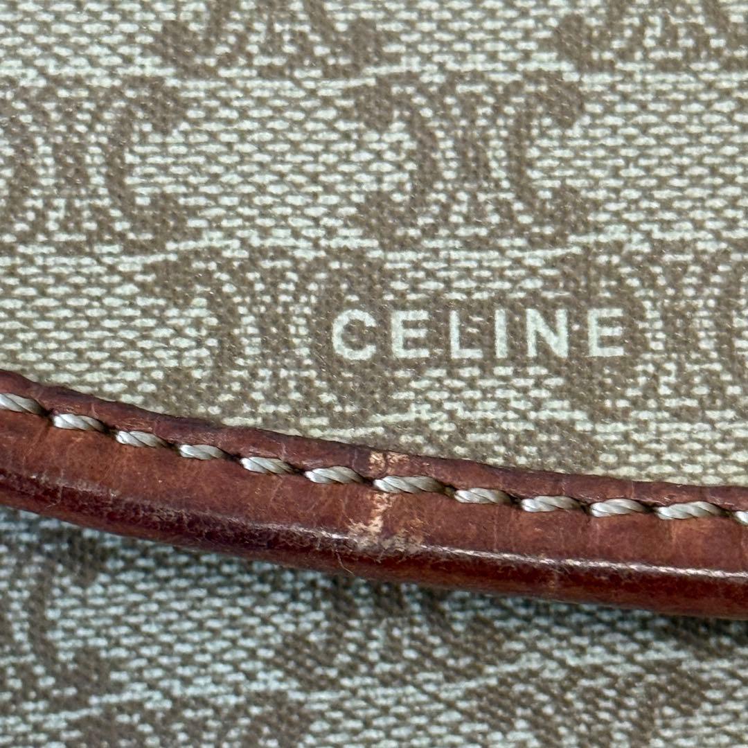 セリーヌ マカダム ショルダーバッグ PVC レザー ポシェット ベージュ