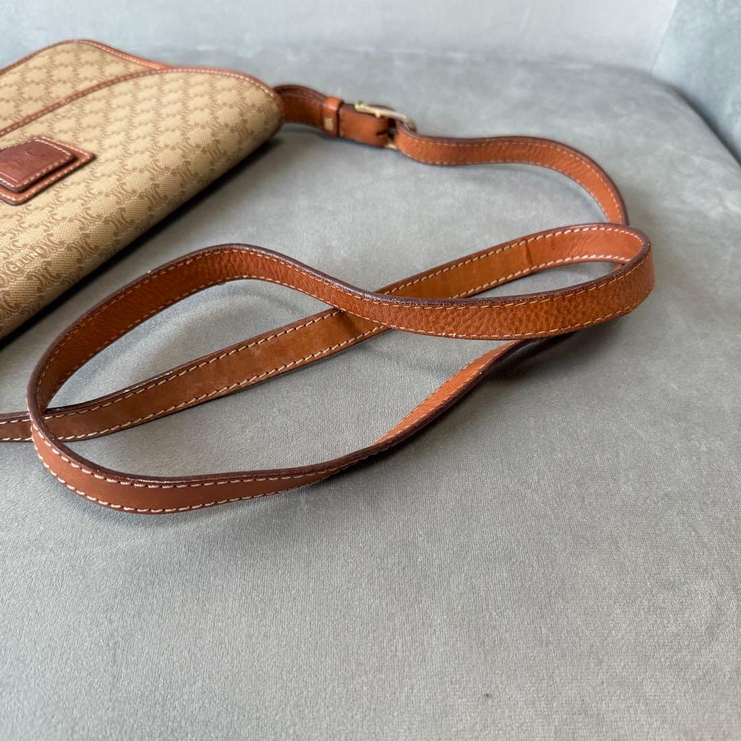 セリーヌ マカダム ショルダーバッグ PVC レザー ポシェット ベージュ