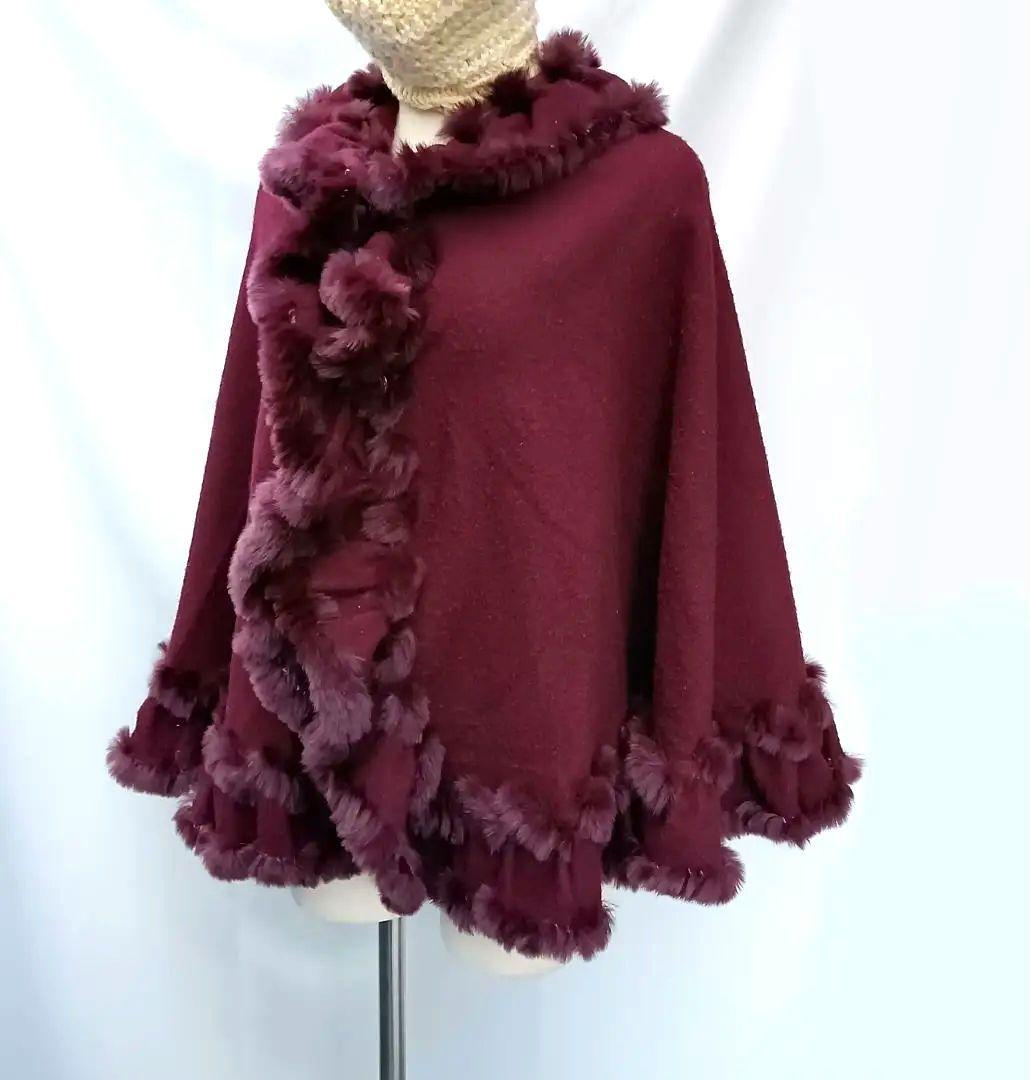 LANVIN COLLECTION カシミア混 ウールファーケープ