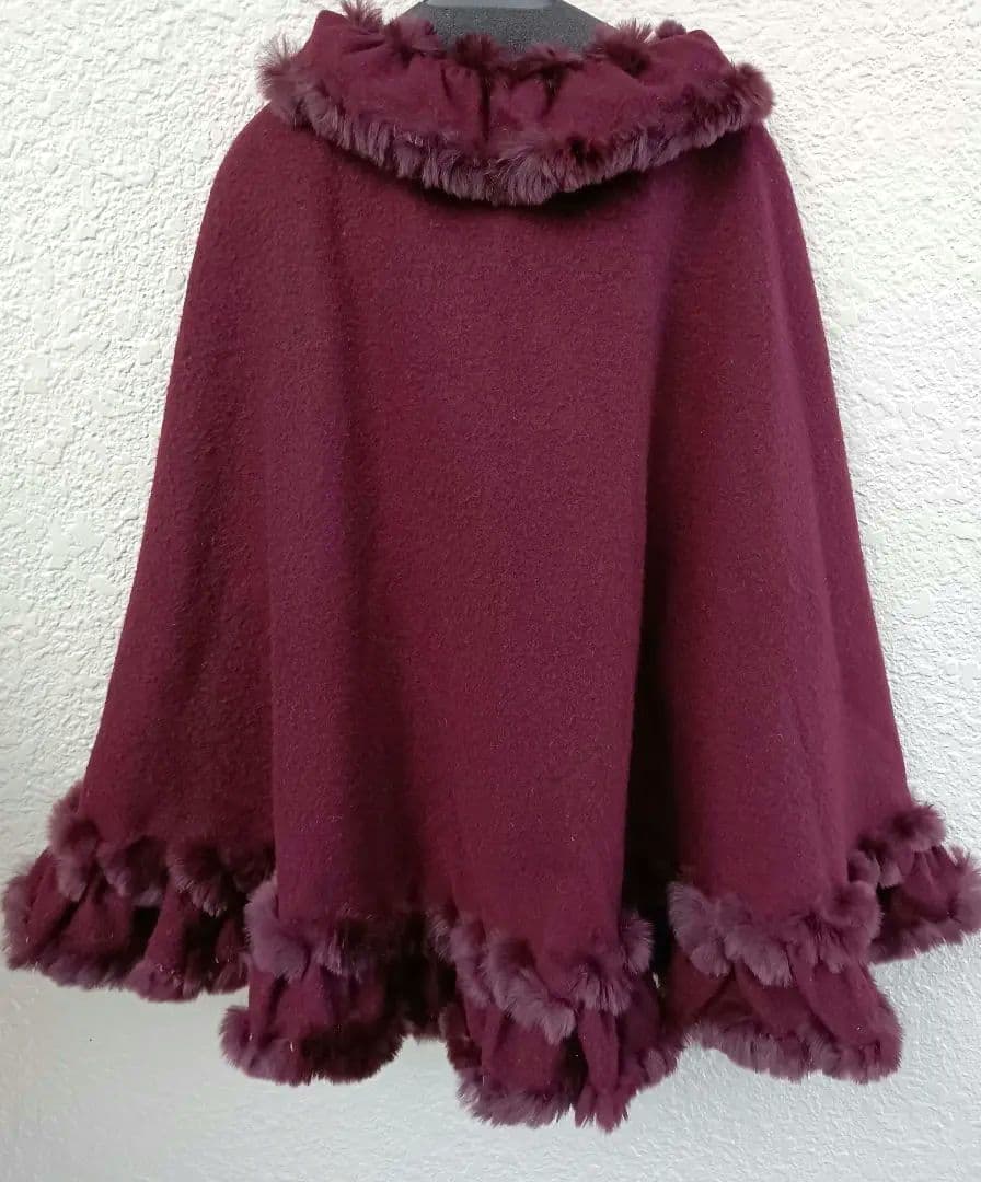 LANVIN COLLECTION カシミア混 ウールファーケープ