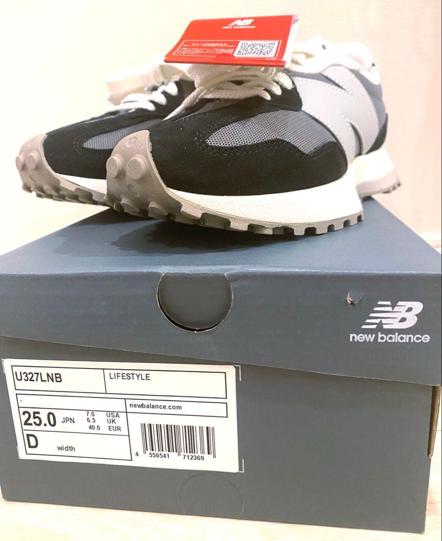 新品未使用 ニューバランス327 黒 ブラック25㎝ ユニセックスU327LNB