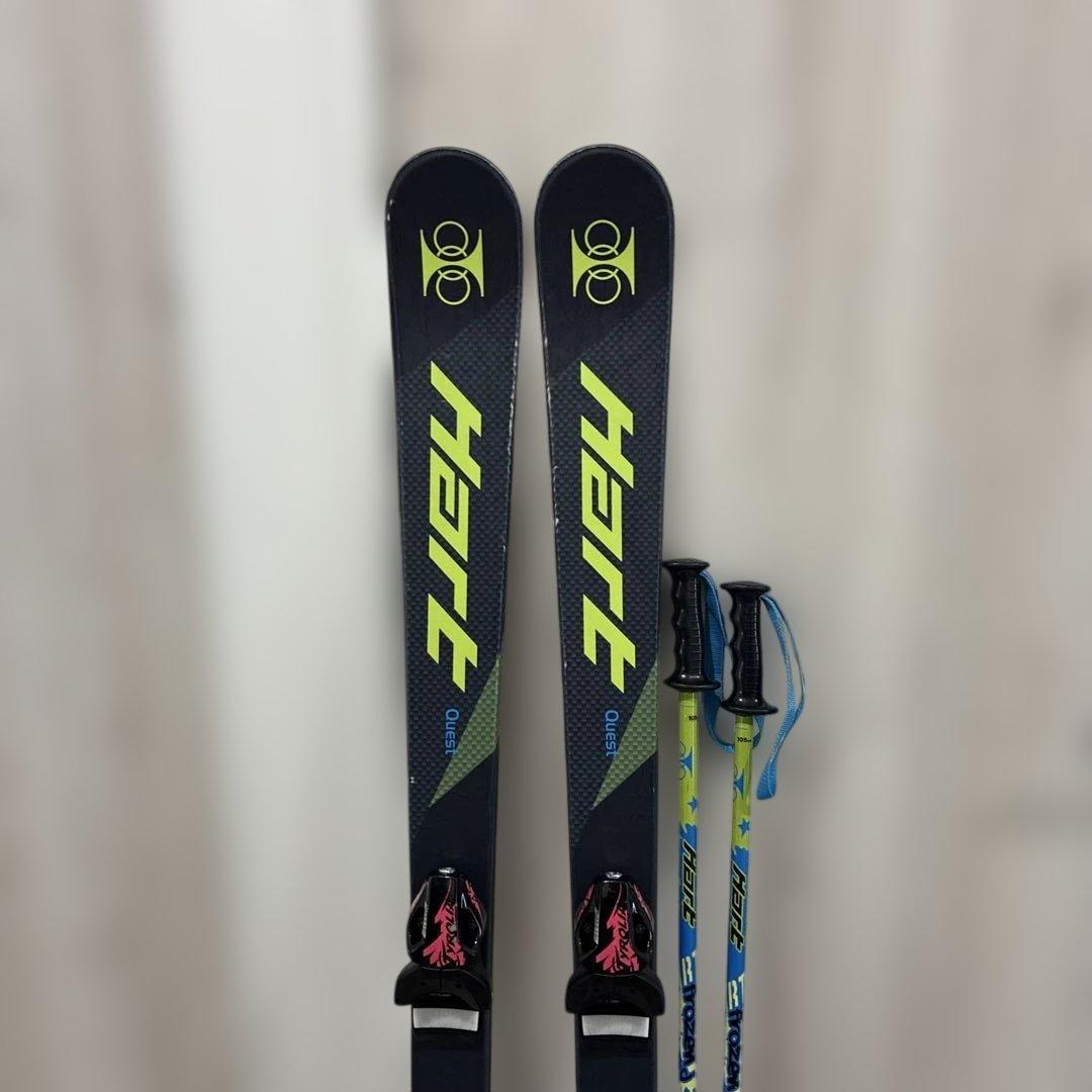 ジュニアスキー5点セット 、スキー、ビンディング、ポール、ブーツ、ケース