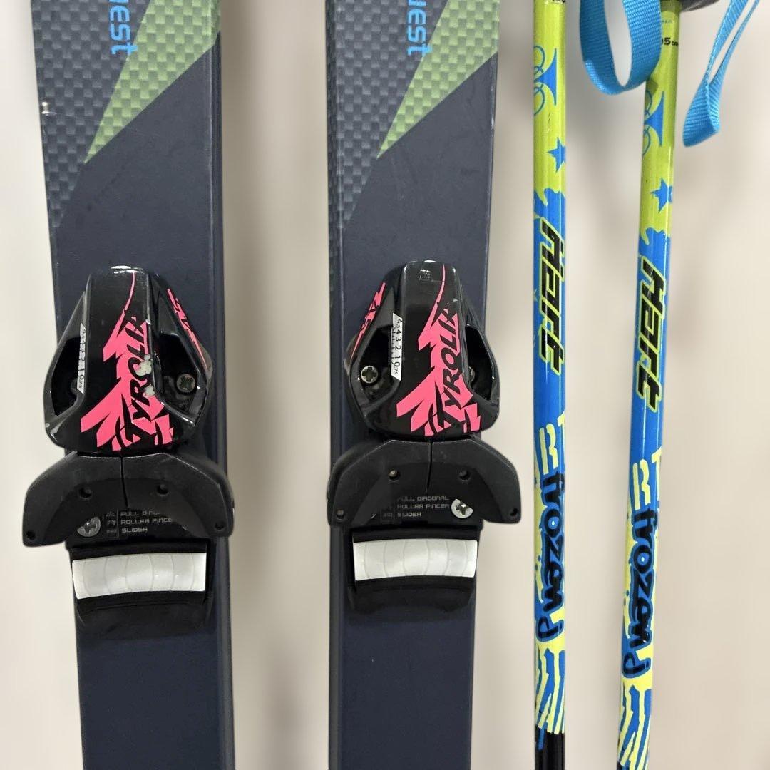 ジュニアスキー5点セット 、スキー、ビンディング、ポール、ブーツ、ケース