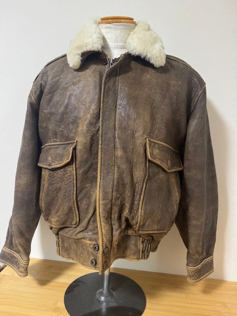 G-1 レザーフライトジャケット ボア襟・ライナー着脱可　羊革　vintage