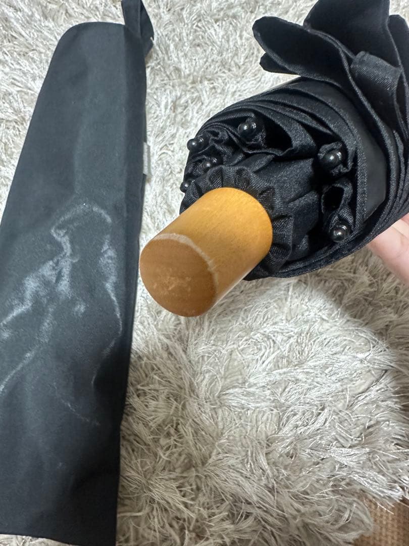 サンバリア100 折りたたみ日傘 ２段折 無地 ブラック