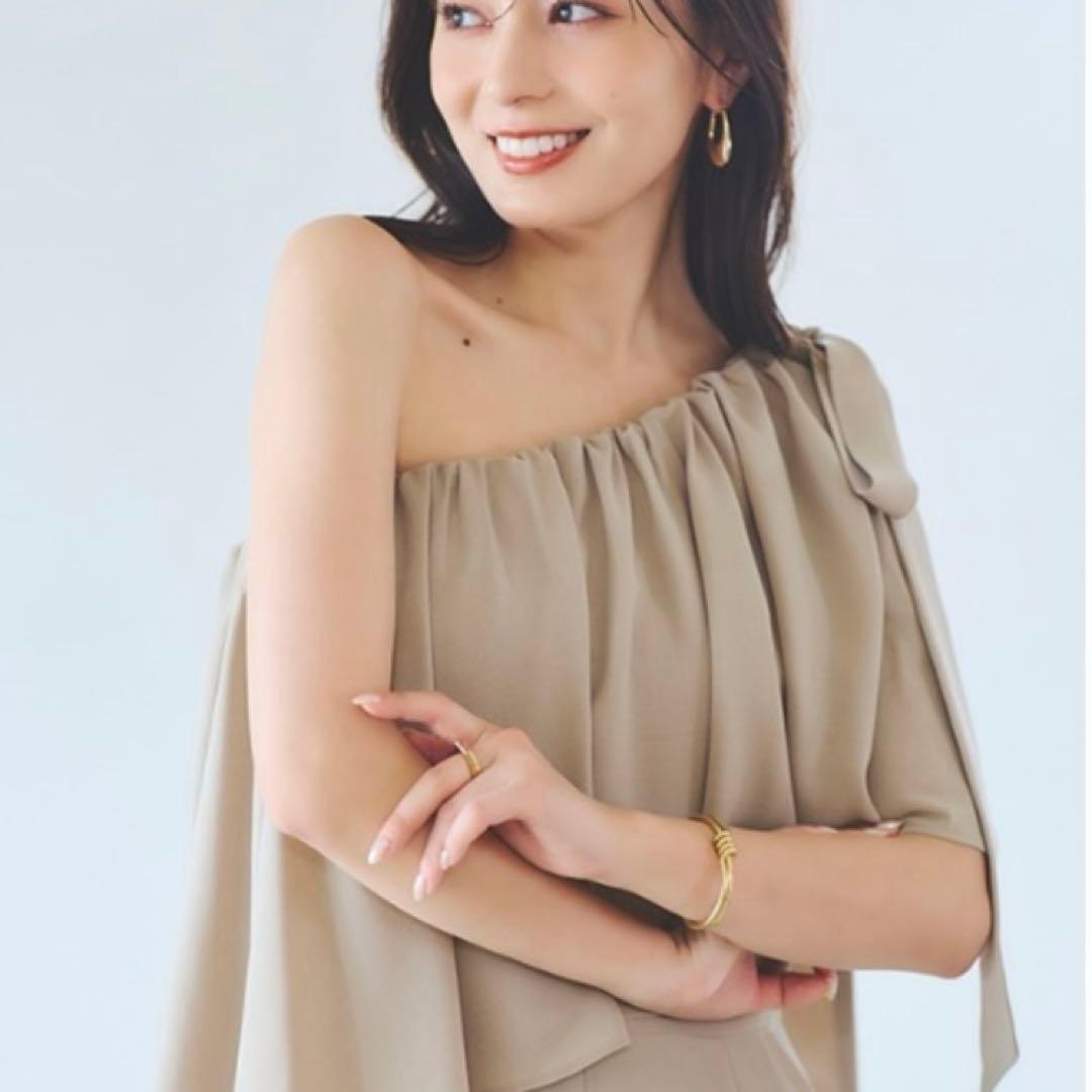 美品✨anuans アニュアンス【M】ワンショルフリルオールインワン 肩リボン