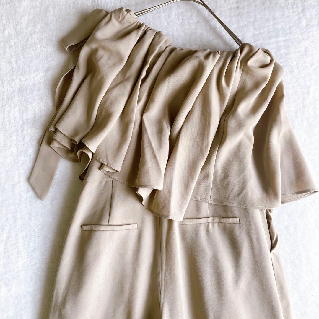 美品✨anuans アニュアンス【M】ワンショルフリルオールインワン 肩リボン