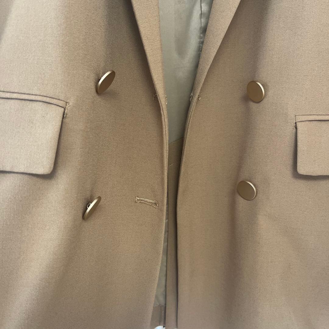 nano ベージュ ダブルブレストジャケットとスカートのセットアップ2点セット