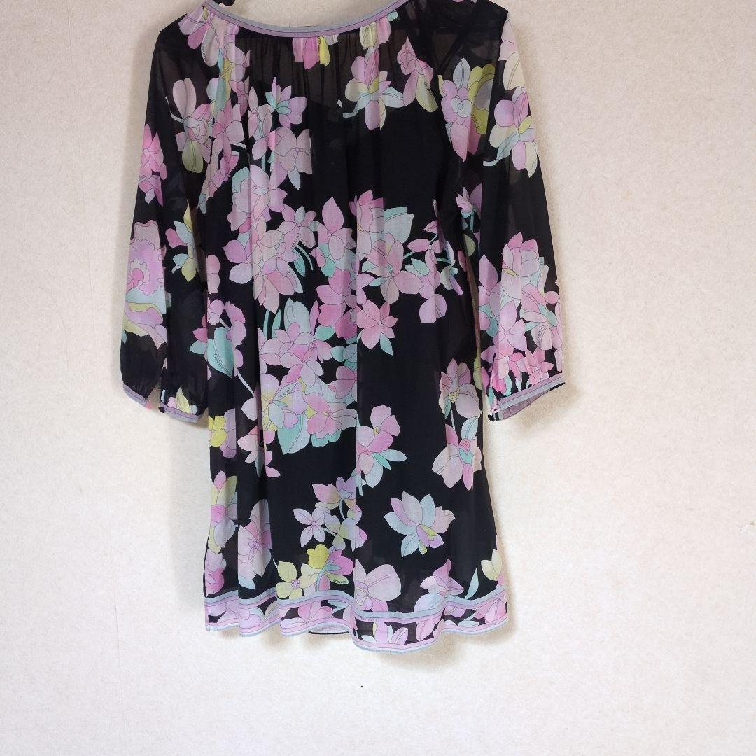 近年人気プリントLEONARD FASHION 花柄７分袖チュニック