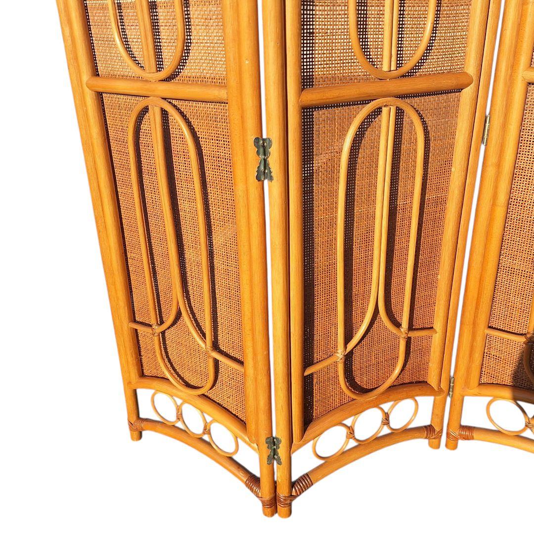 KOIZUMI ラタン衝立 4連 高さ150cm 廃盤 希少 小泉産業製