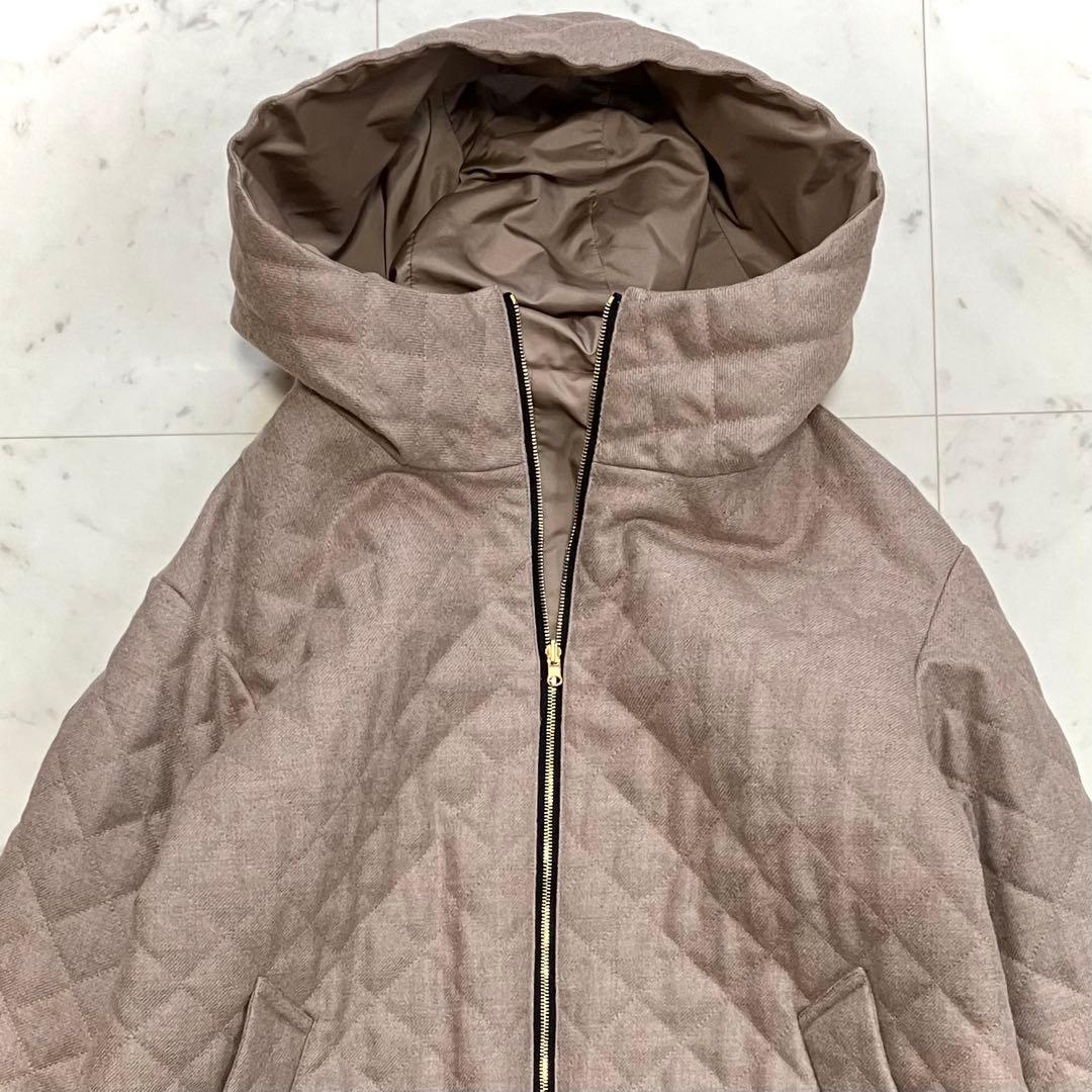 美品 ベイジ BEIGE, キルティングジャケット リバーシブル モカ