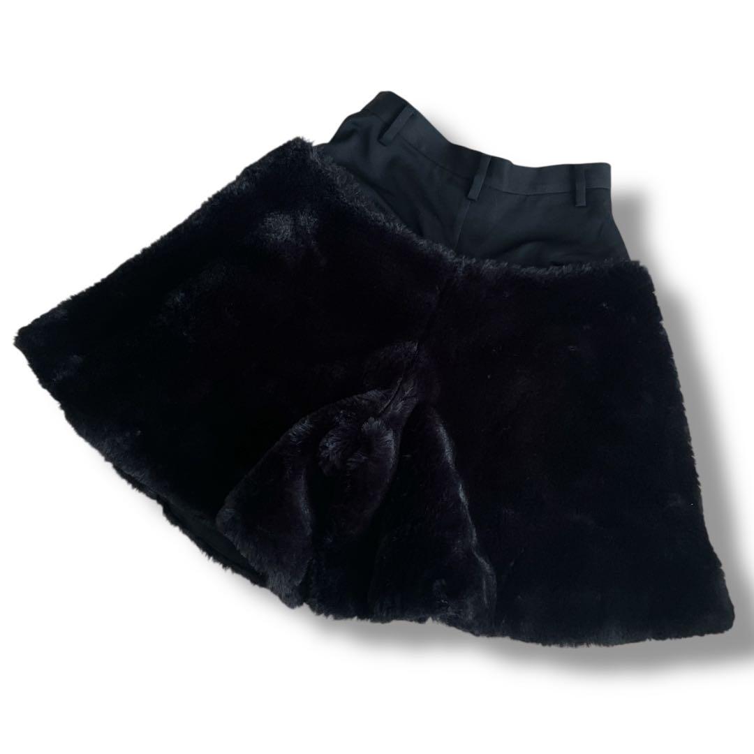 美品　Noir Kei Ninomiya ハーフパンツ　ファー　ウール　ブラック