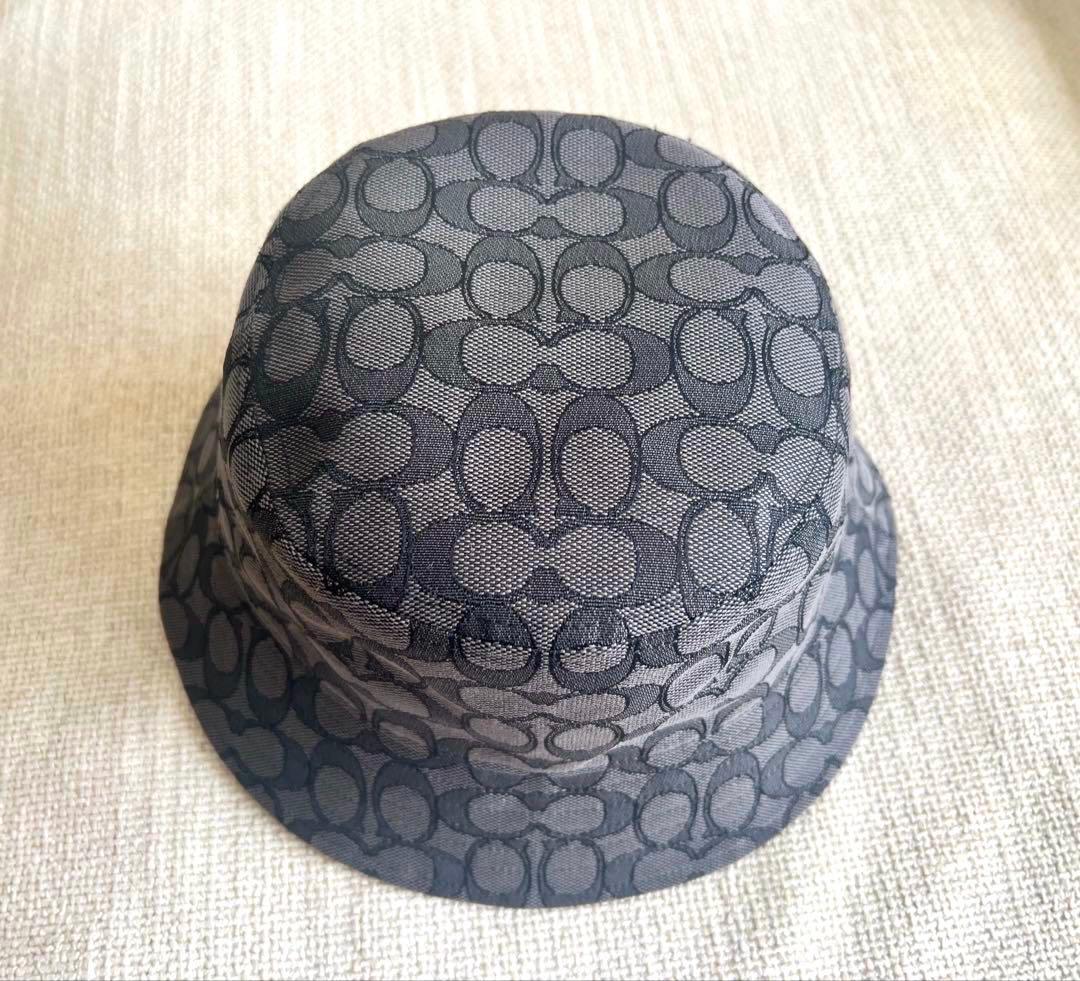 COACH バケットハット グレー系ロゴパターン　M/Lサイズ