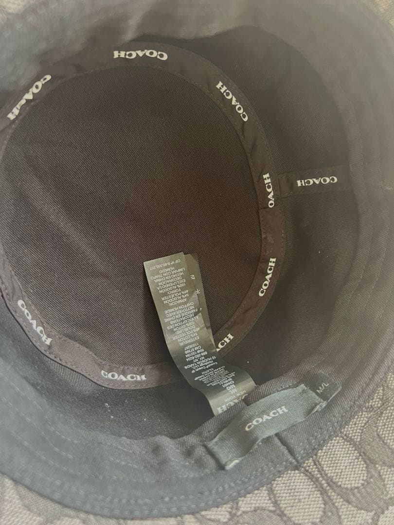 COACH バケットハット グレー系ロゴパターン　M/Lサイズ