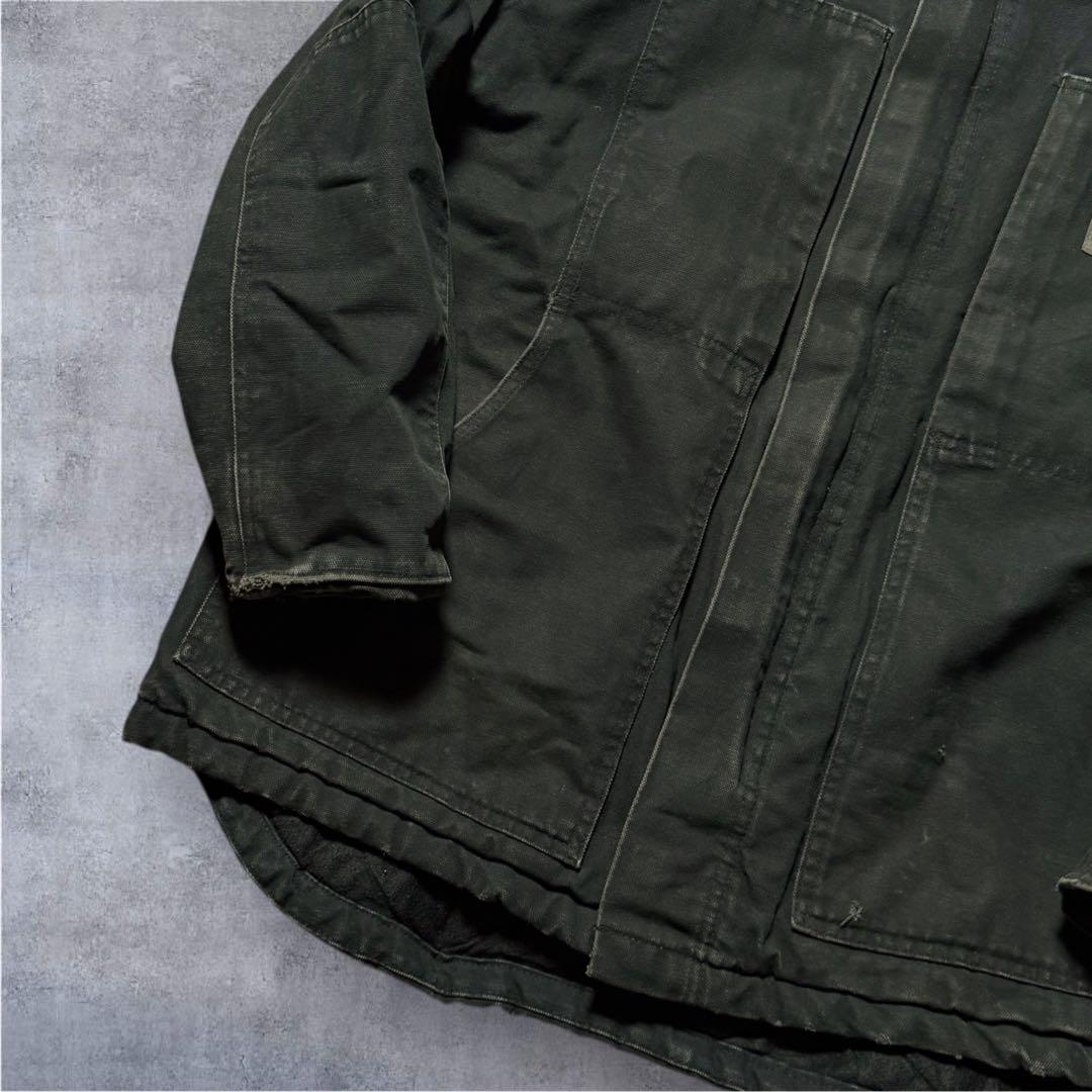 2187古着00年代Dickiesダック地カバーオール雰囲気系鬼フェード中綿墨黒