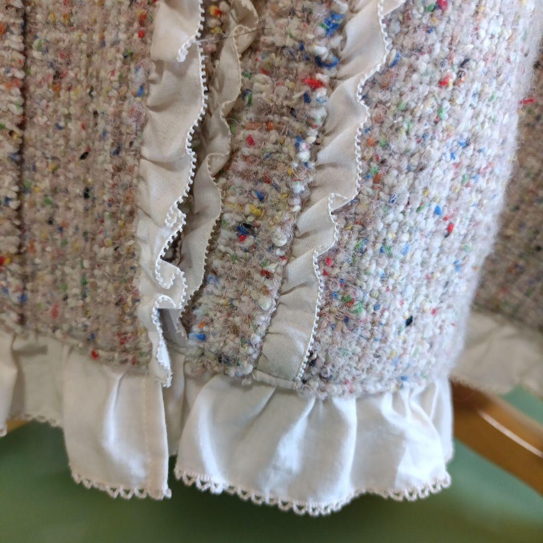 ピンクハウス ベージュミックスツイードピコフリルドレスコート