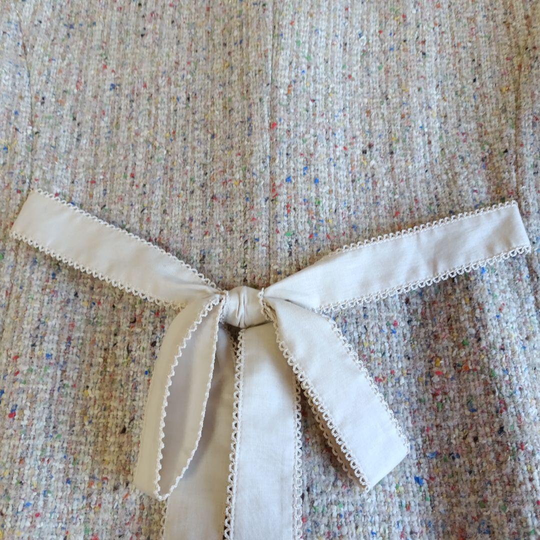 ピンクハウス ベージュミックスツイードピコフリルドレスコート