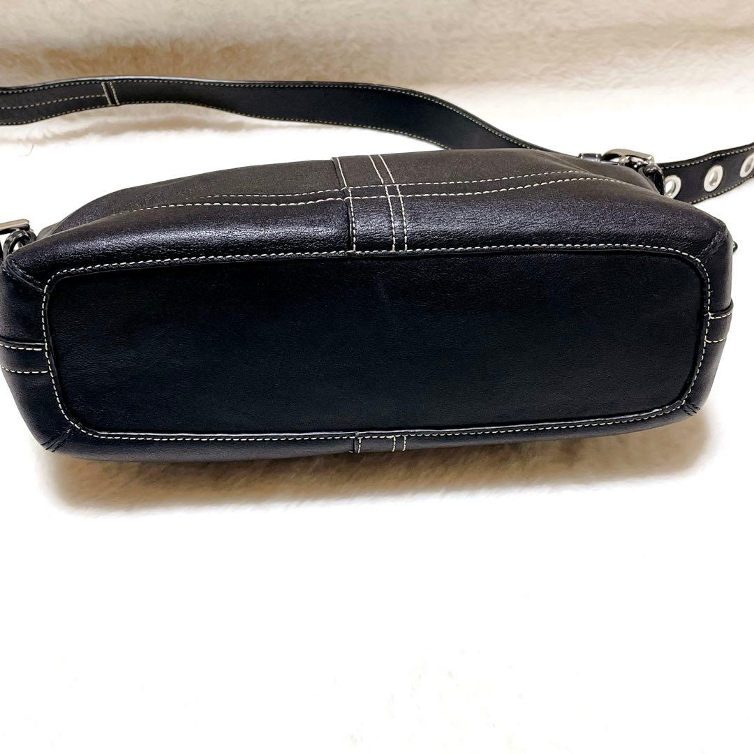 【美品】COACH コーチ ショルダーバッグ レザー ブラック