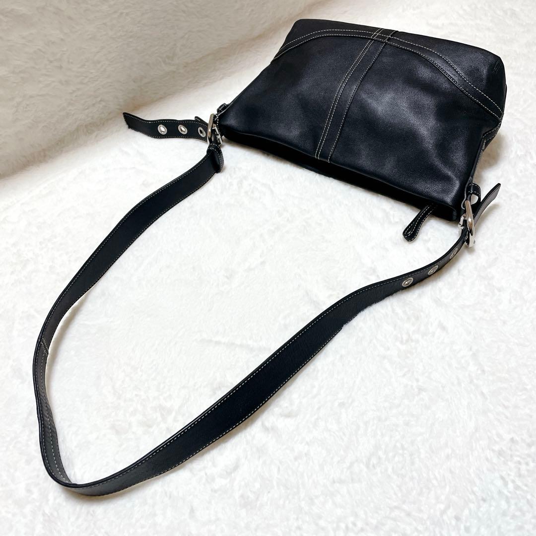 【美品】COACH コーチ ショルダーバッグ レザー ブラック