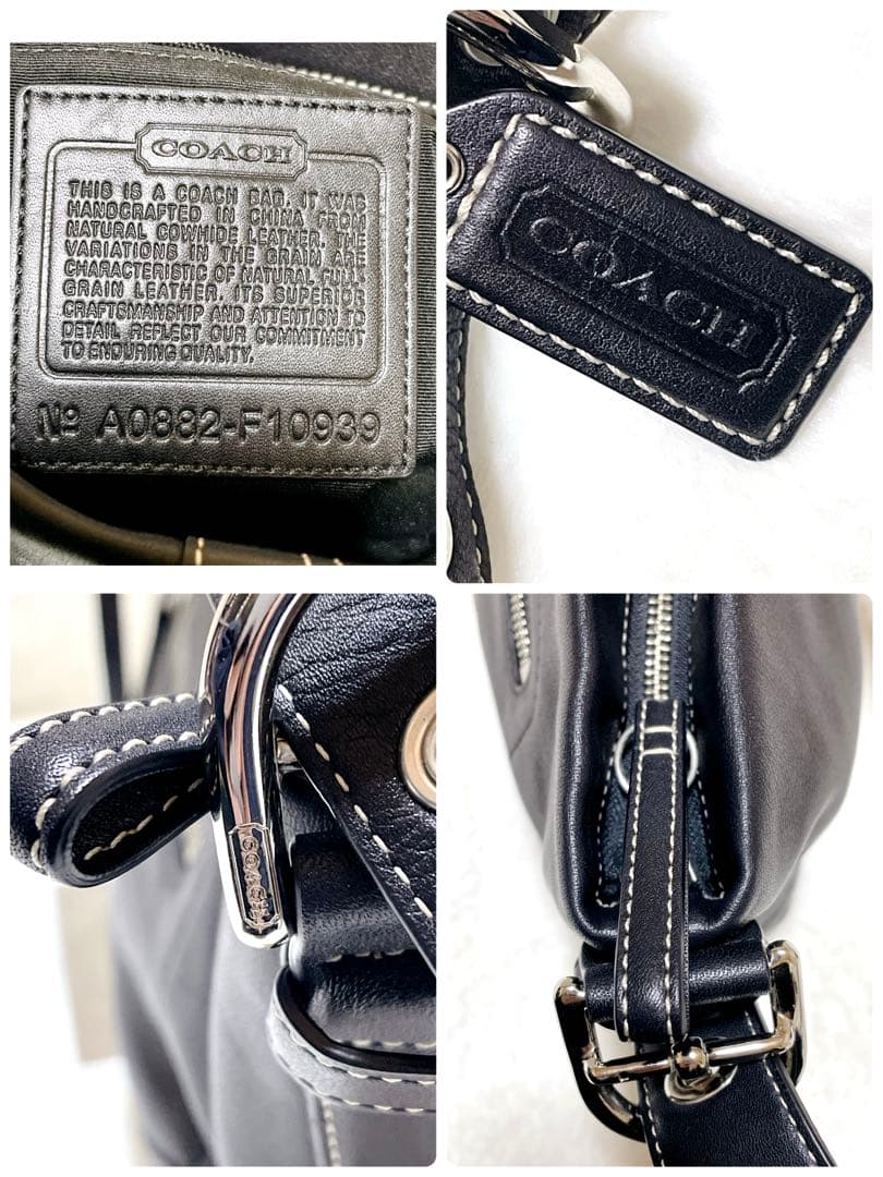 【美品】COACH コーチ ショルダーバッグ レザー ブラック