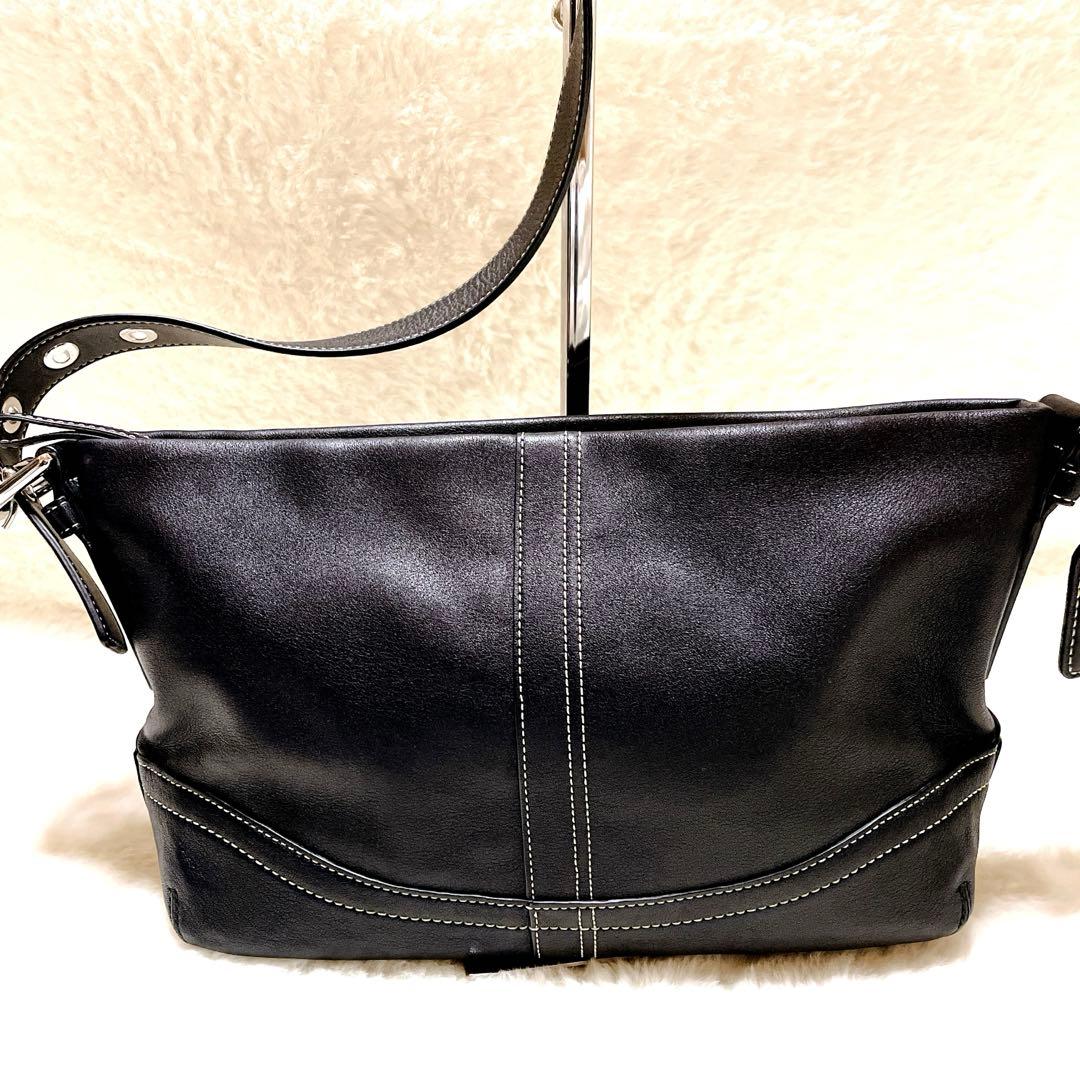 【美品】COACH コーチ ショルダーバッグ レザー ブラック