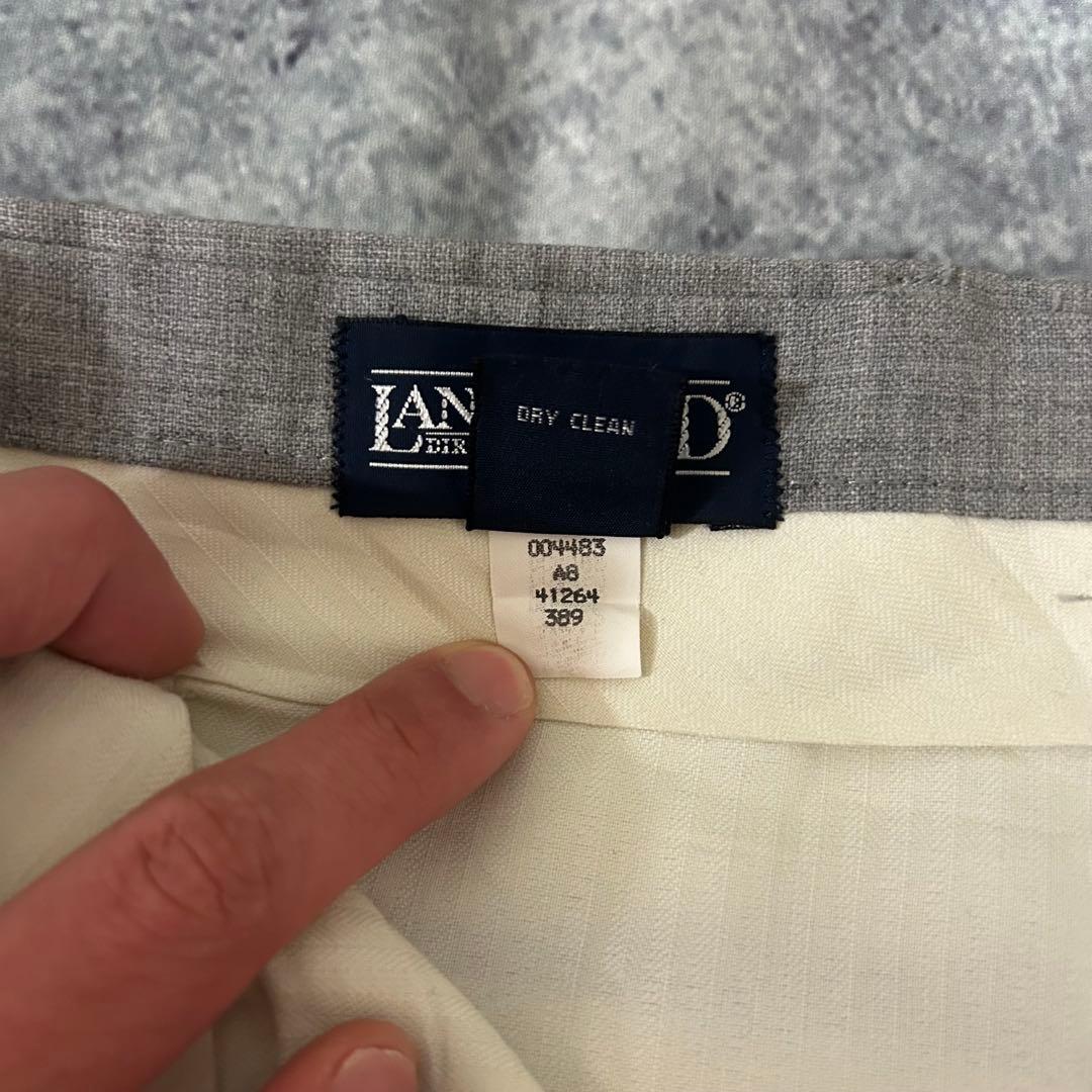 90s USA製 LANDS' END スラックス “絣” グレー ランズエンド