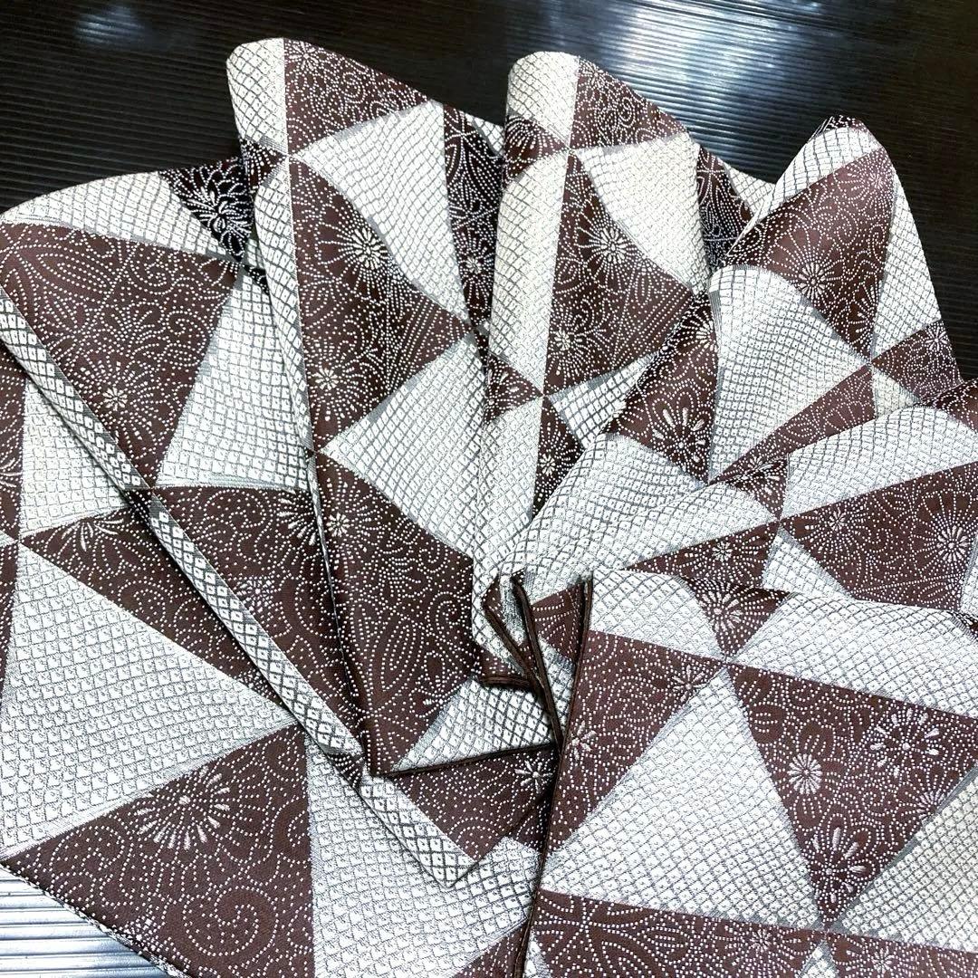 専用ページ　正絹　六通袋帯【鱗文様　花　鹿の子】