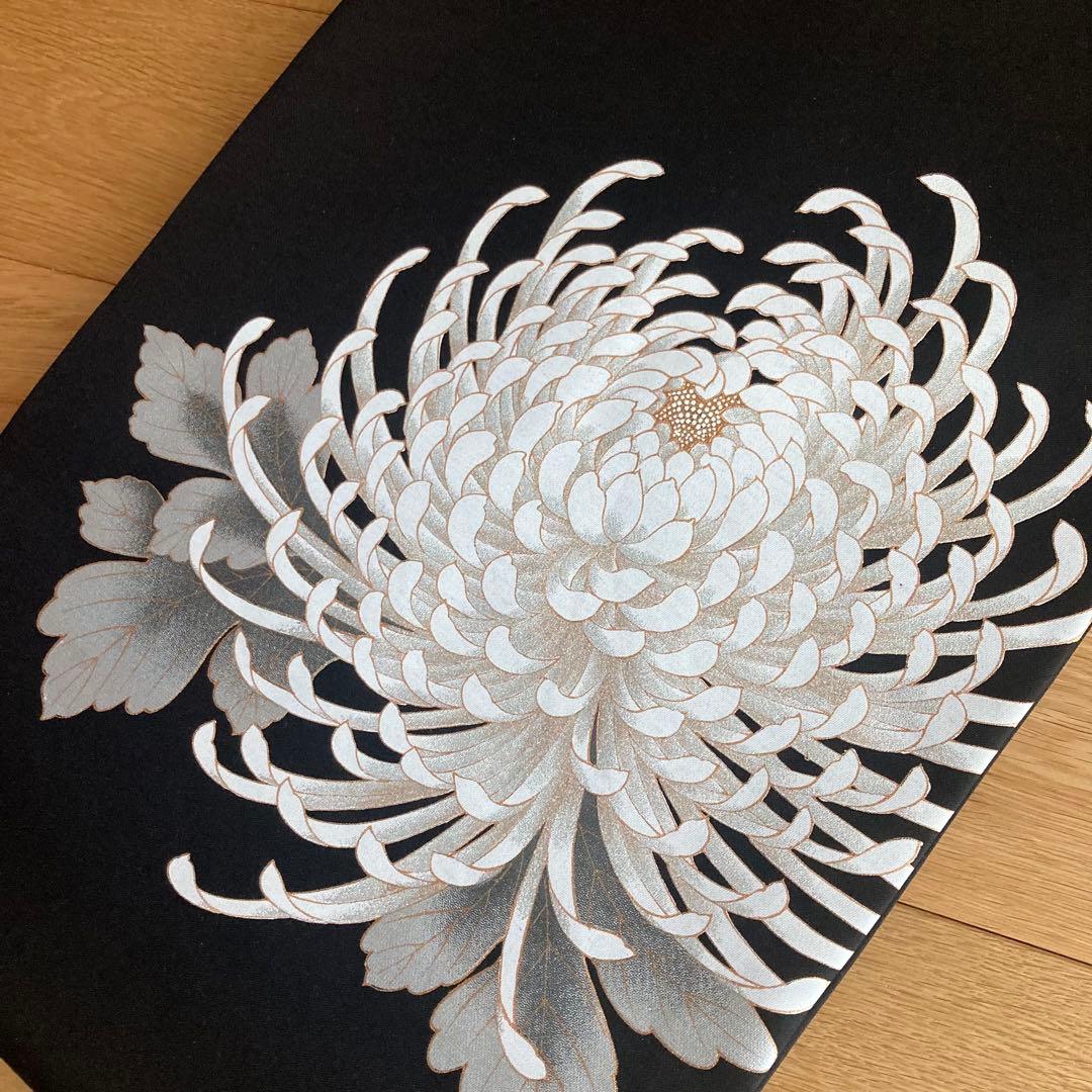 セール❤️新品未使用　正絹　名古屋帯 大輪　菊　ラメ　黒紫地