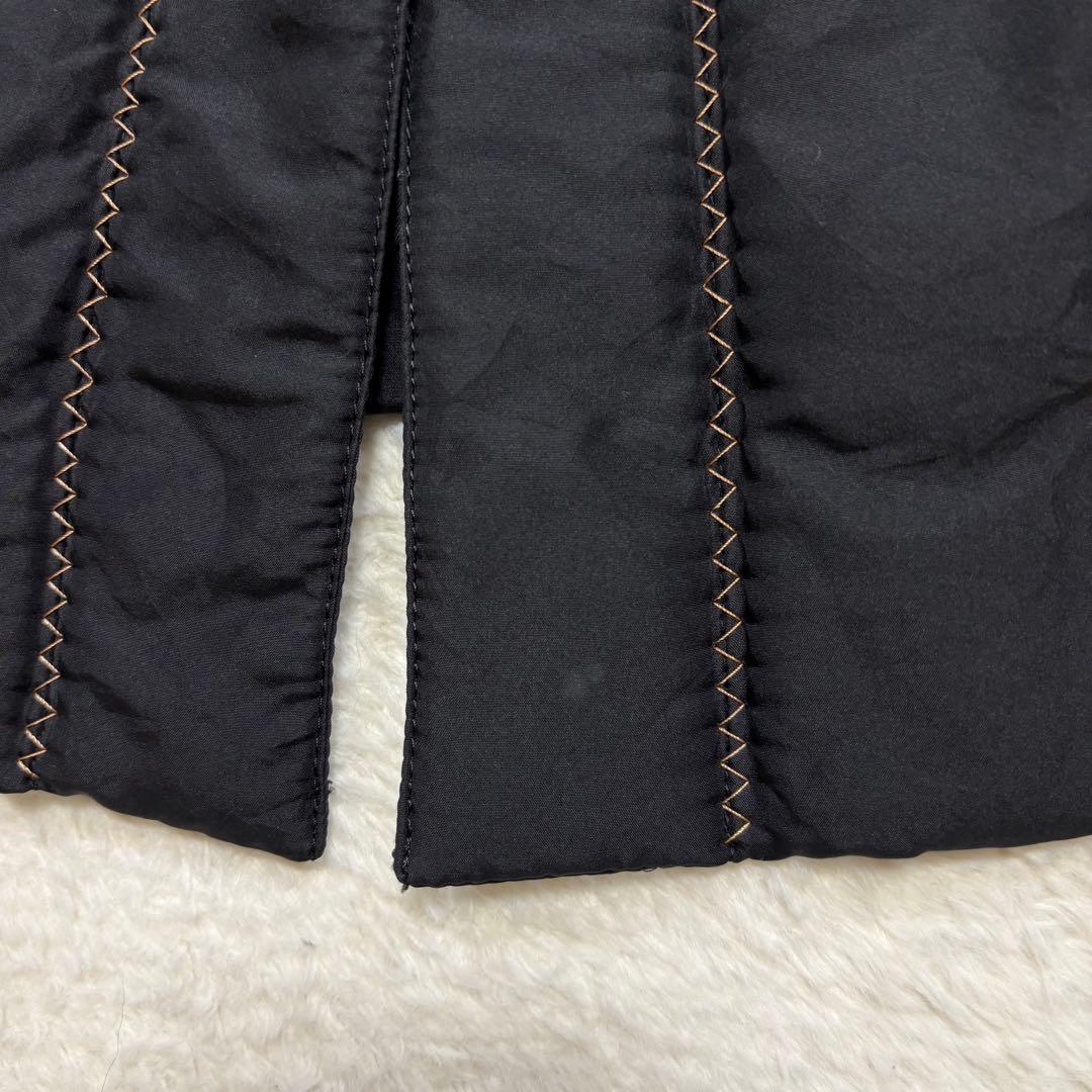 シルク100%✨フォックスリアルファーキルティングロングコート女優襟黒3way