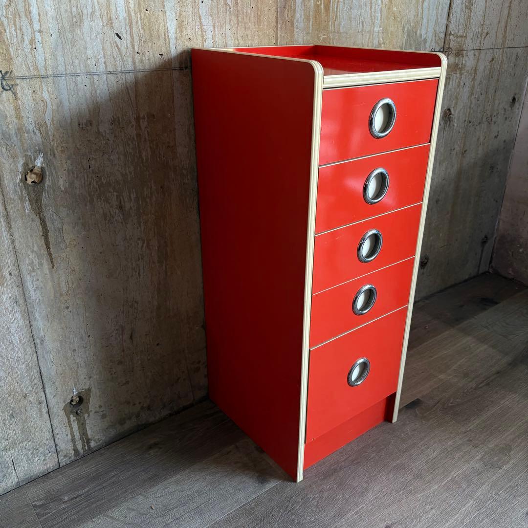 昭和レトロ レトロポップ 5段チェスト オレンジ　レトロタンス　ヴィンテージ