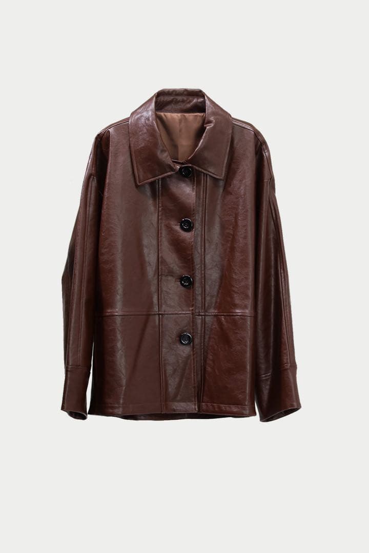 新品未使用タグ付き machatt公式 エコレザージャケット ブラウン