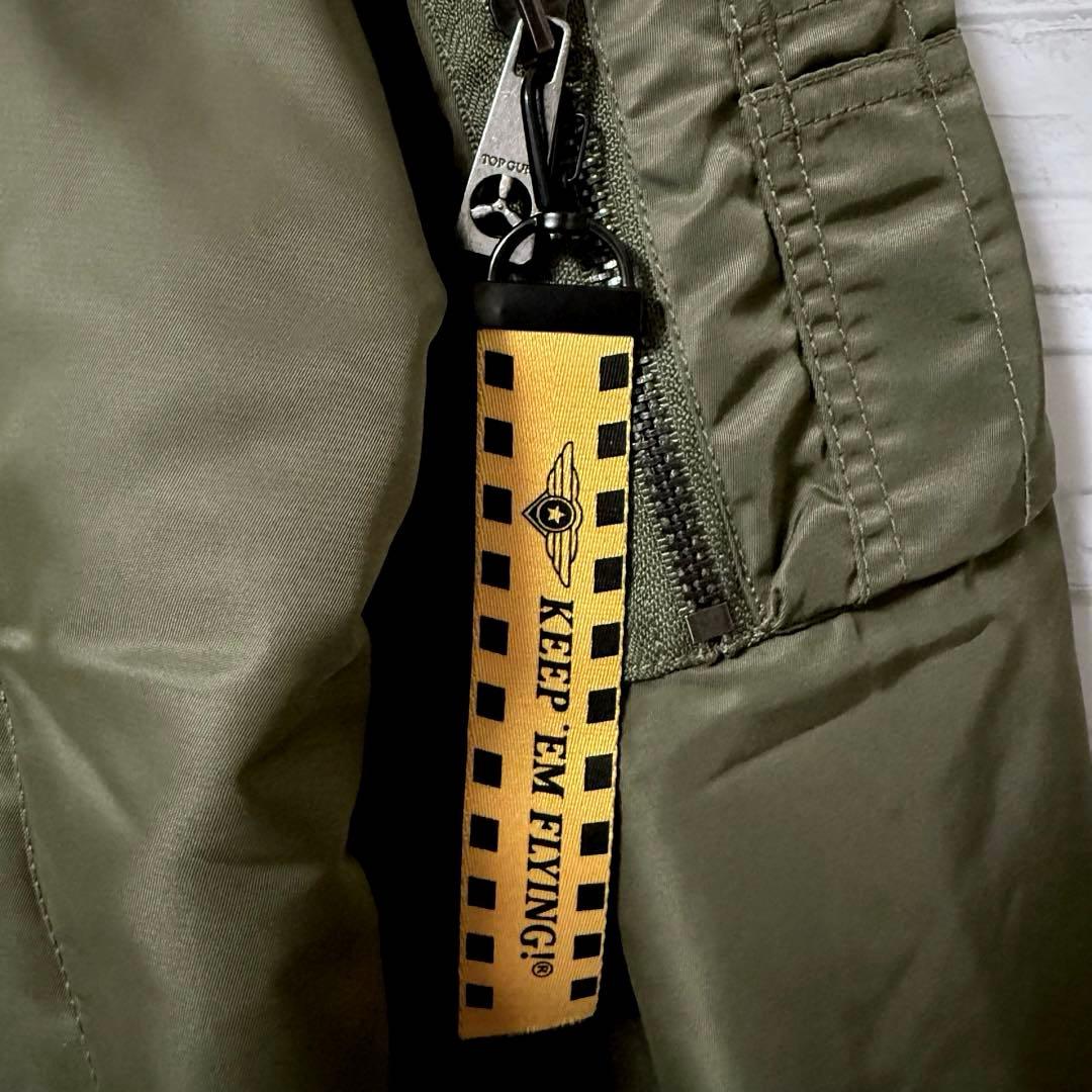 【美品】希少 トップガンMA-1 フライトジャケット ワッペン オリーブ XL