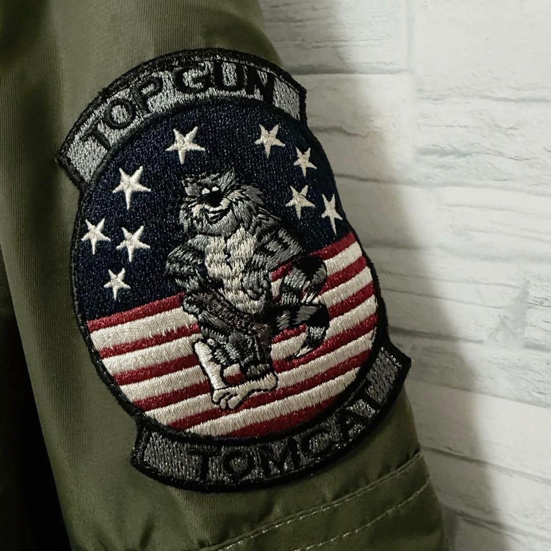 【美品】希少 トップガンMA-1 フライトジャケット ワッペン オリーブ XL