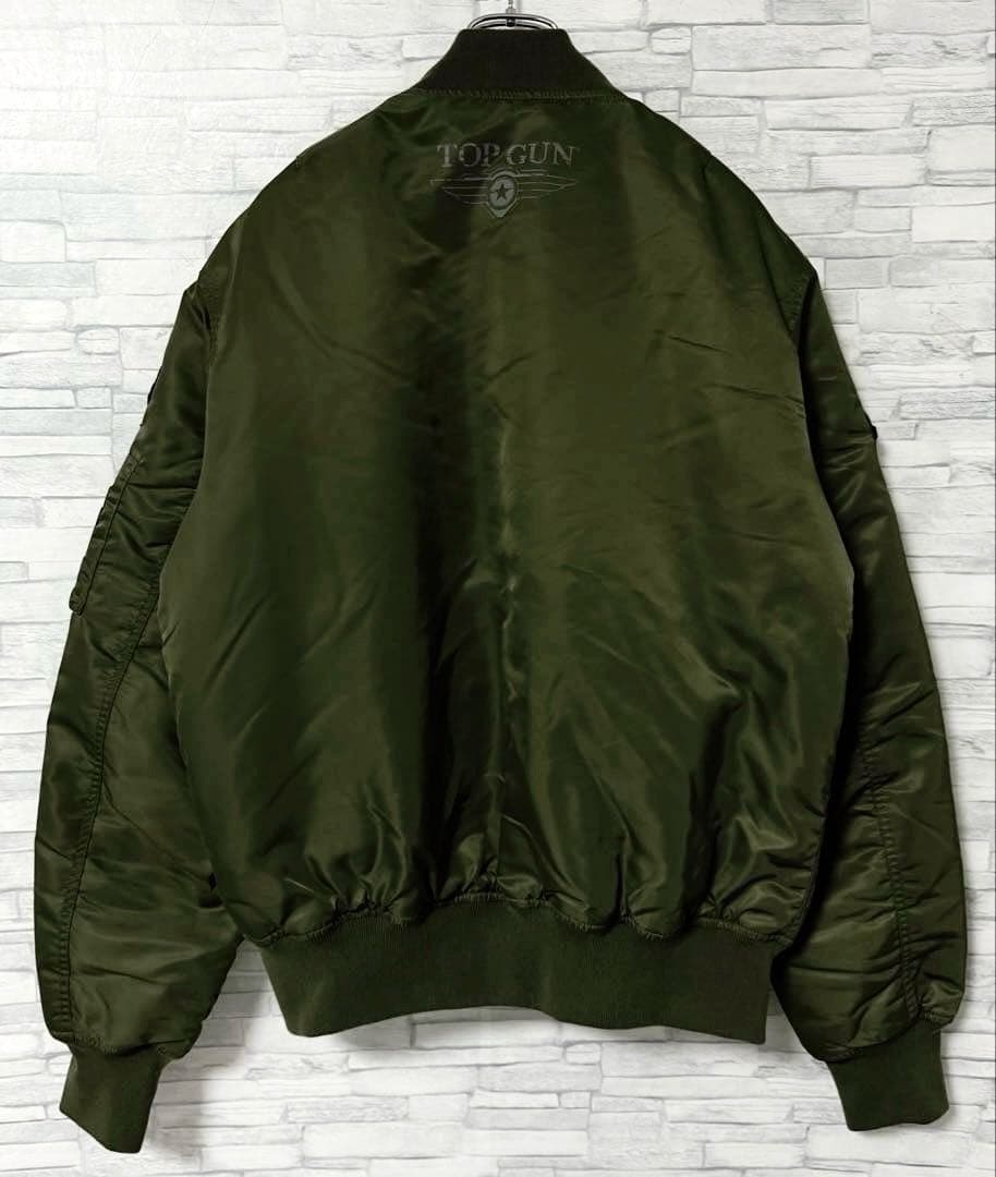 【美品】希少 トップガンMA-1 フライトジャケット ワッペン オリーブ XL