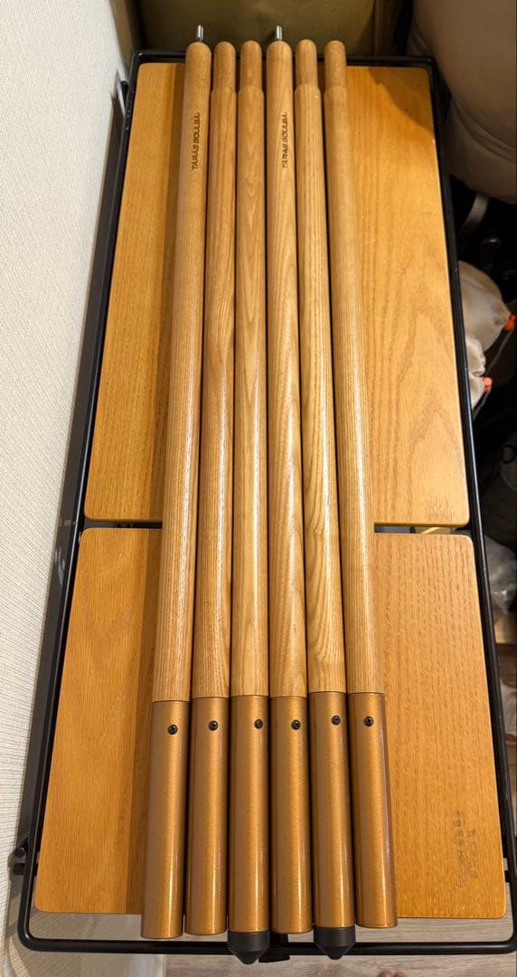 【美品】タラスブルバ　木製　タープポール240　2本組　ホワイトアッシュ